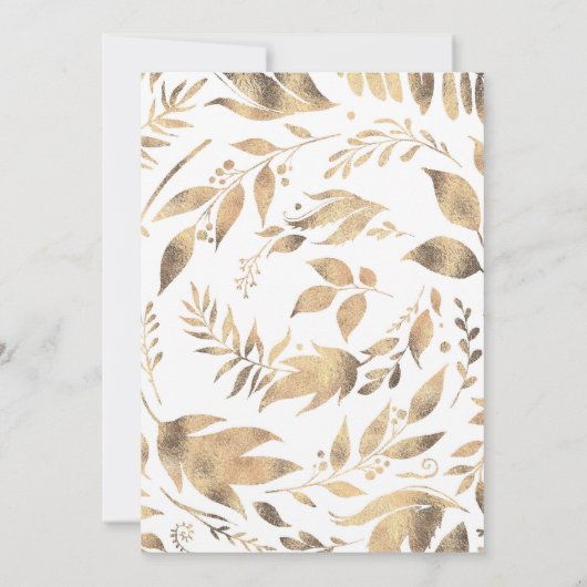 White and Gold Blätter Laurel Fall Engagement Part Einladung (Rückseite)