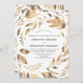 White and Gold Blätter Laurel Fall Engagement Part Einladung (Vorne/Hinten)