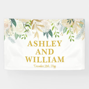 White and Gold Boho Bohemisch Chic Greenerity Wedd Banner