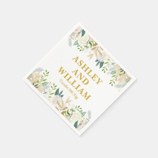 White and Gold Boho Bohemisch Chic Greenerity Wedd Serviette (Ecke)