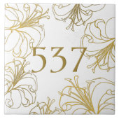 White and Gold Boho Decorative House Number Plaque Fliese (Vorderseite)
