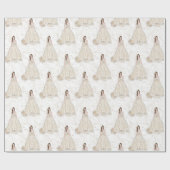 White and Gold Bride Wedding Geschenkpapier (Flach)