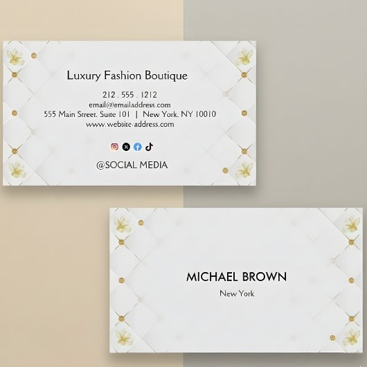 White and Gold Business Card Template Visitenkarte