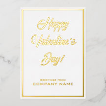 White and Gold Business Valentine Foil Card