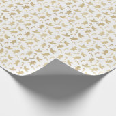 White and Gold Candy Canes Mistletoe Weihnachten Geschenkpapier (Ecke)