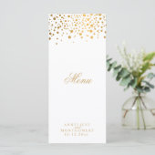 White and Gold Confetti Dots - Menü Menükarte (Stehend Vorderseite)