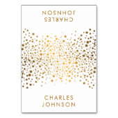 White and Gold Confetti Dots | PLATZKARTEN Tischnummer (Vorderseite)