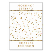 White and Gold Confetti Dots | PLATZKARTEN Tischnummer (Vorderseite)