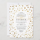 White and Gold Confetti Foil Einladungen für Hochz (Vorderseite)