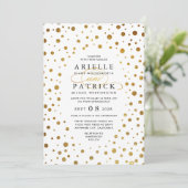 White and Gold Confetti Foil Einladungen für Hochz (Stehend Vorderseite)