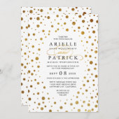 White and Gold Confetti Foil Einladungen für Hochz (Vorne/Hinten)
