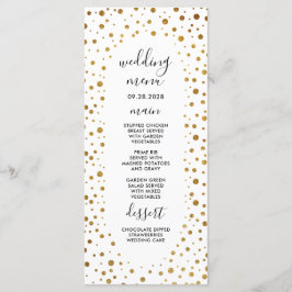 White and Gold Confetti Foil Wedding Cards Menükarte