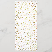 White and Gold Confetti Foil Wedding Cards Menükarte (Rückseite)