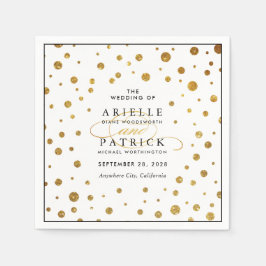 White and Gold Confetti Foil Wedding Napkins Serviette