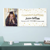 White and Gold Confetti Graduate Foto Abschluss Banner (Messe)