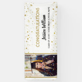 White and Gold Confetti Graduate Foto Abschluss Banner (Vertikal)