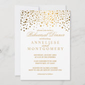 White and Gold Confetti Probe Dinner Einladung (Vorderseite)