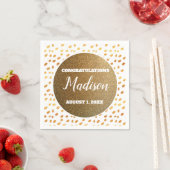 White and Gold Confetti Uni Trunk Party Grad Serviette (Beispiel)