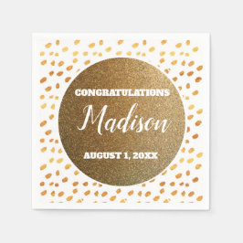 White and Gold Confetti Uni Trunk Party Grad Serviette