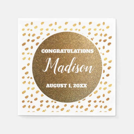 White and Gold Confetti Uni Trunk Party Grad Serviette (Vorderseite)