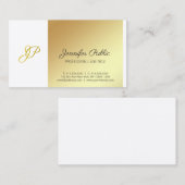 White and Gold Creative Monogram Schlicht Luxe Visitenkarte (Vorne/Hinten)