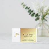 White and Gold Creative Monogram Schlicht Luxe Visitenkarte (Stehend Vorderseite)