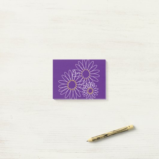 White and Gold Daisies Post-it Notes Klebezettel (Auf Schreibtisch)