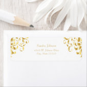 White and Gold Damask Wedding Return Address Label (Insitu)
