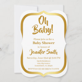 White and Gold Elegant Baby Shower Einladung