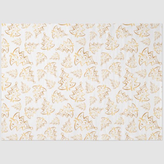 White and Gold Elegant Christmas Trees Seidenpapier (Vorderseite)