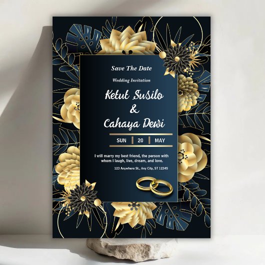 White and Gold Elegant Wedding Invitation Einladung