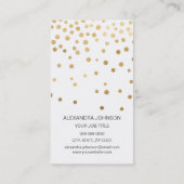 White and Gold Elegante Confetti Makeup Artist Visitenkarte (Rückseite)
