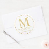 White and Gold elegante Monogram Business Runder Aufkleber (Umschlag)