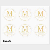 White and Gold elegante Monogram Business Runder Aufkleber (Blatt)
