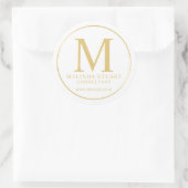White and Gold elegante Monogram Business Runder Aufkleber (Tasche)