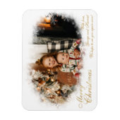 White and Gold Elegante Snowy Foto Weihnachtskarte Magnet (Vertikal)
