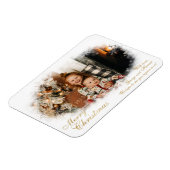 White and Gold Elegante Snowy Foto Weihnachtskarte Magnet (Linke Seite)