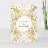 White and Gold Ethnic Mandala Indian Wedding Einladung (Vorderseite)