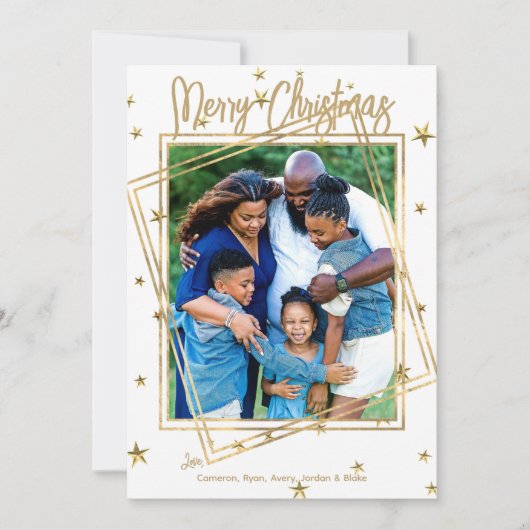 White and Gold Family Custom 1 Foto Weihnachten (Vorderseite)