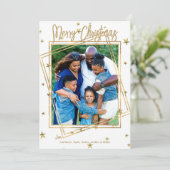 White and Gold Family Custom 1 Foto Weihnachten (Stehend Vorderseite)