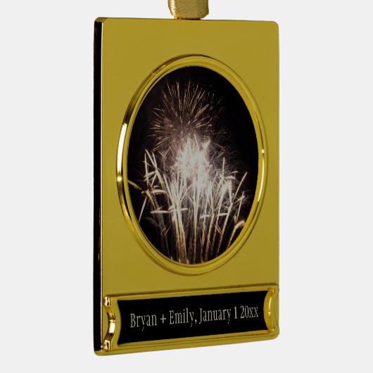 White and Gold Fireworks I Patriotic Celebration Banner-Ornament Gold (Rechts)