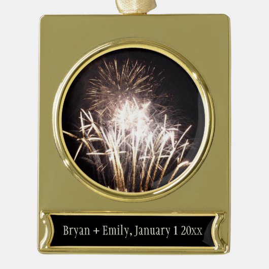 White and Gold Fireworks I Patriotic Celebration Banner-Ornament Gold (Vorderseite)