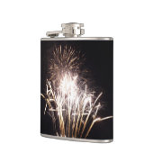 White and Gold Fireworks I Patriotic Celebration Flachmann (Links)
