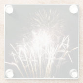 White and Gold Fireworks I Patriotic Celebration Glasuntersetzer (Rückseite)