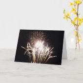 White and Gold Fireworks I Patriotic Celebration Karte (Gelbe Blume)
