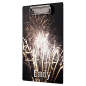 White and Gold Fireworks I Patriotic Celebration Klemmbrett (Links)