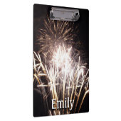 White and Gold Fireworks I Patriotic Celebration Klemmbrett (Rechts)