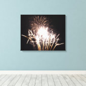 White and Gold Fireworks I Patriotic Celebration Leinwanddruck (Insitu (Holzboden))