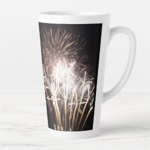 White and Gold Fireworks I Patriotic Celebration Milchtasse
