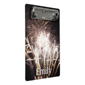 White and Gold Fireworks I Patriotic Celebration Mini Klemmbrett (Schrägansicht)
